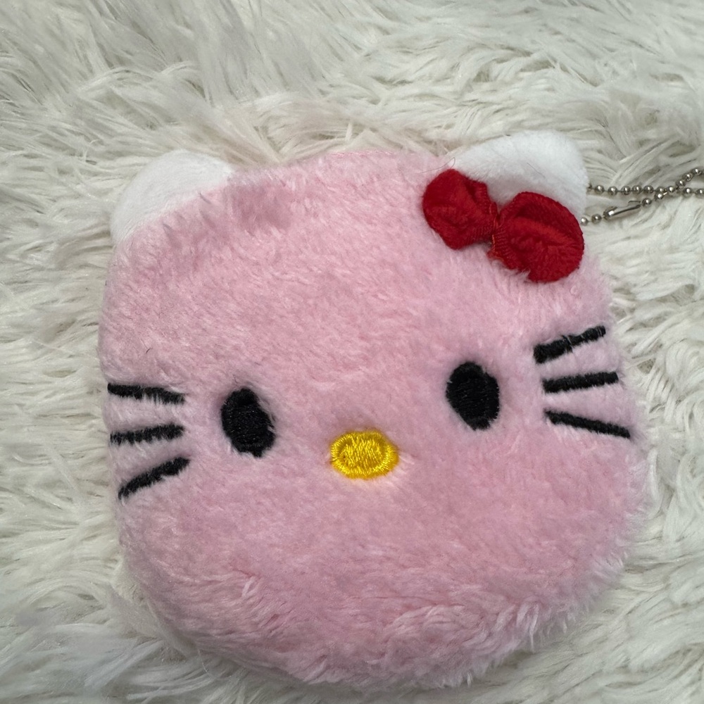 Hello kitty Pink Plush Kitty Coin Purse with Red Bow
